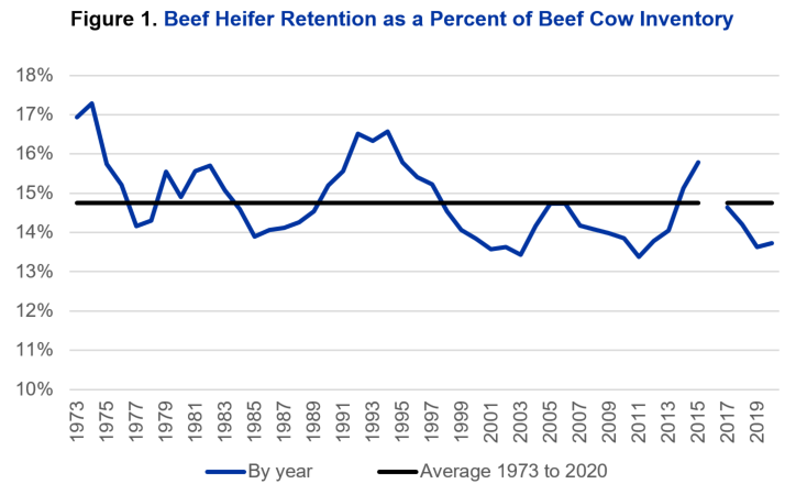 Figure 1. Beef Heifer Retention as a Percent of Beef Cow Inventory