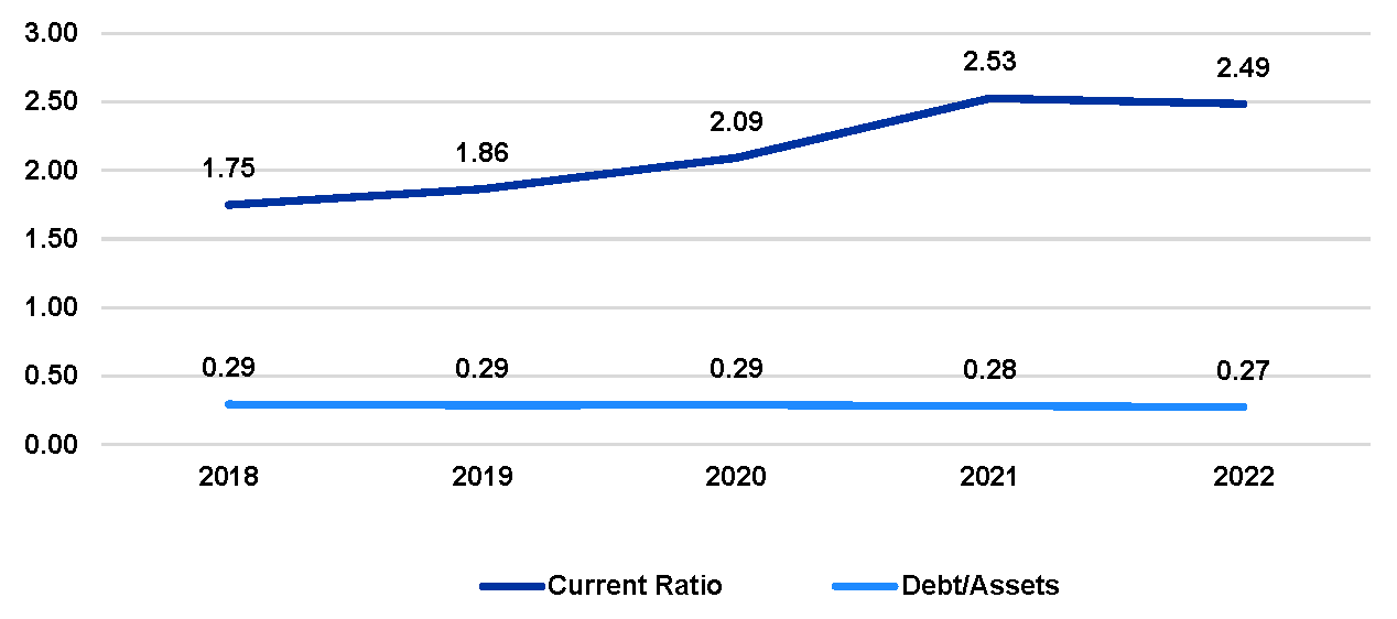 Figure 2 Liquidity and Solvency of KFBM Farms, 2018-2022