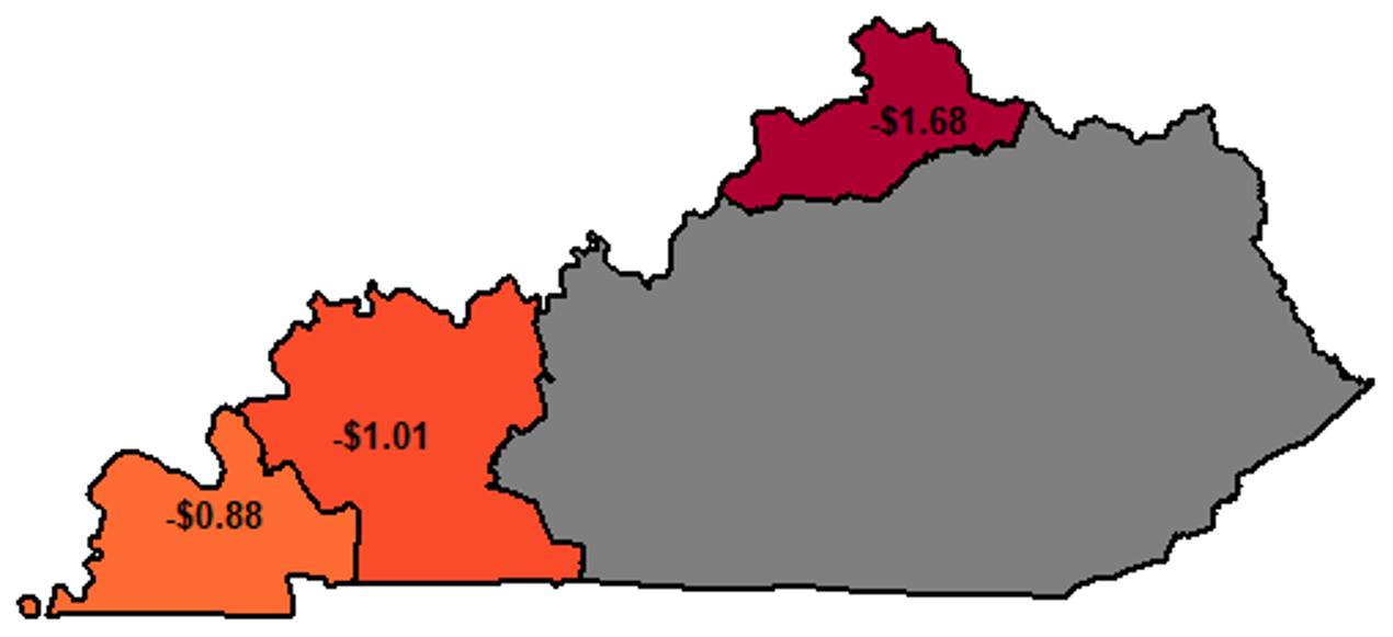 Figure 3: Weakest Weekly Average Soybean Basis in 2022 Relative to 4-Year-Average (2018-2021)