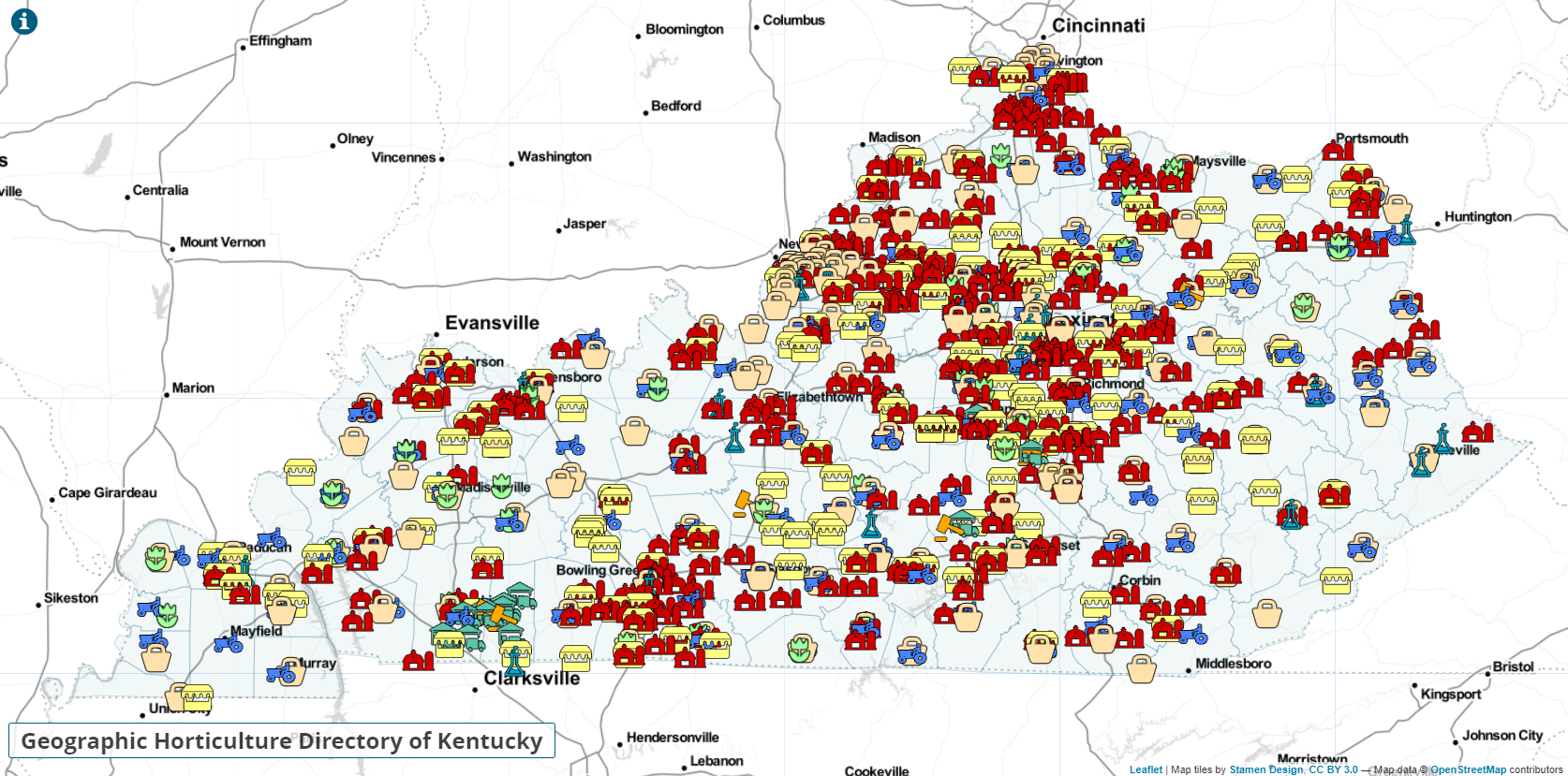 Geographic Horticulture Directory of Kentucky Map