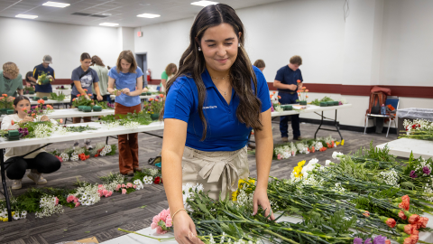 Caroline Groth judges a floriculture contest at the Kentucky State Fair on Friday, August 16, 2024. Photo by Matt Barton.