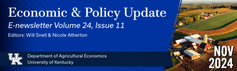 November 2024 "Economic & Policy Update" newsletter from the Department of Agricultural Economics and the University of Kentucky